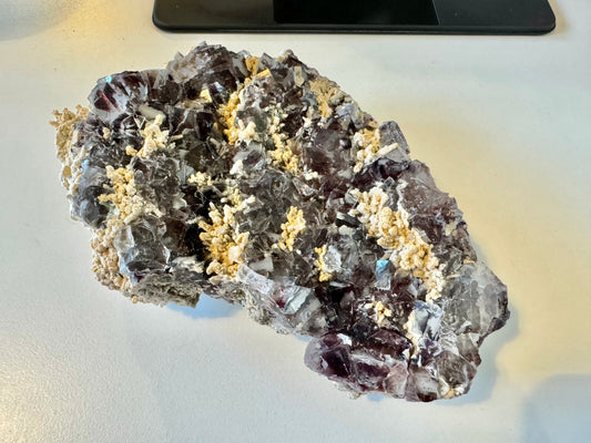 raw fluorite with calcite