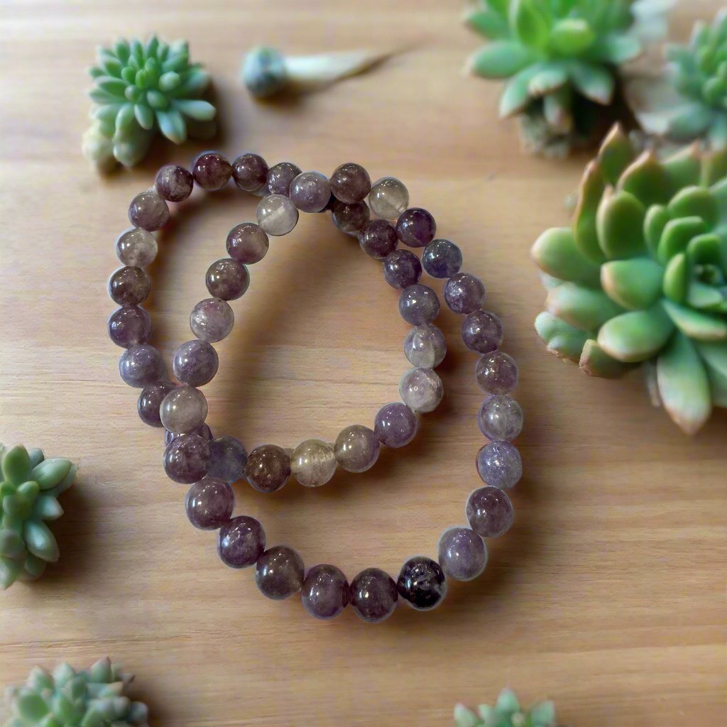 lepidolite beaded bracelet