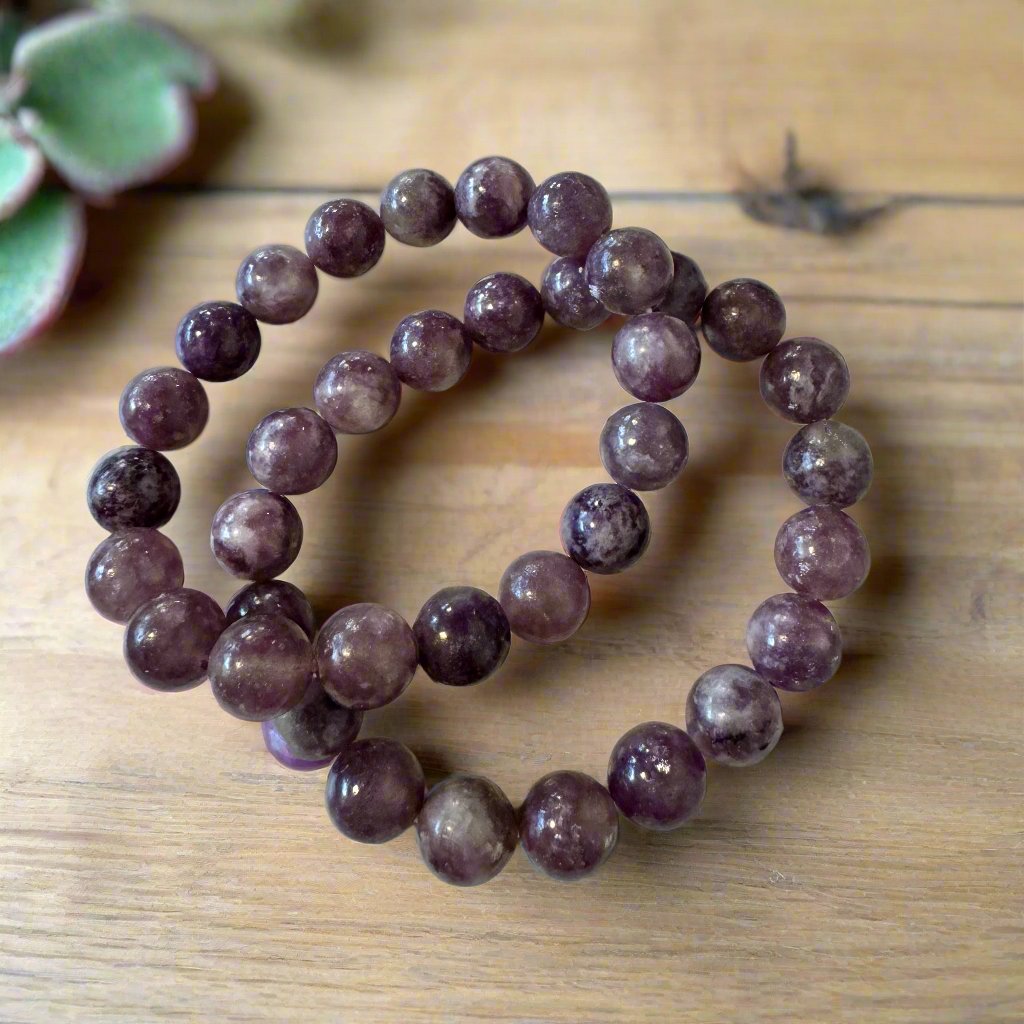 lepidolite beaded bracelet