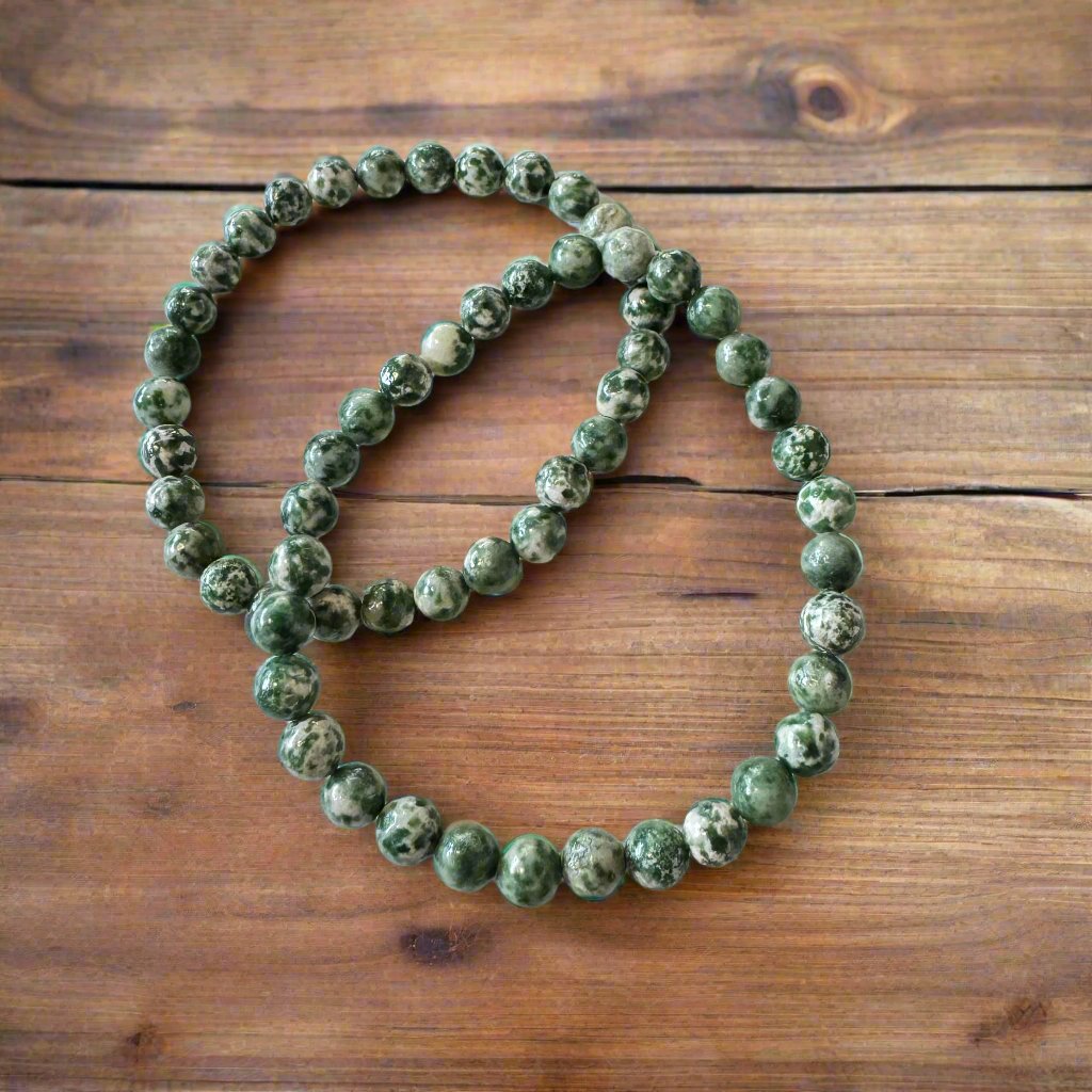 tree agate beaded bracelet