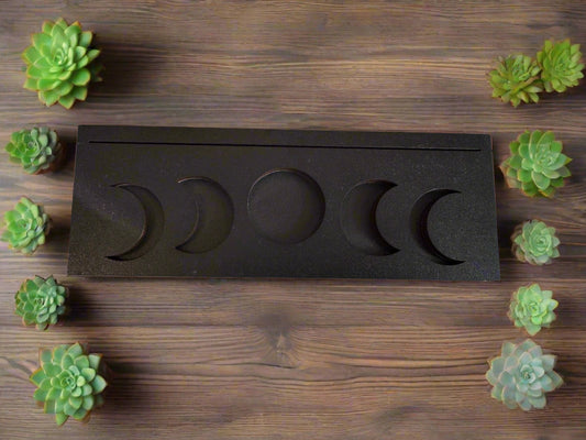 triple tarot card holder with moon phases