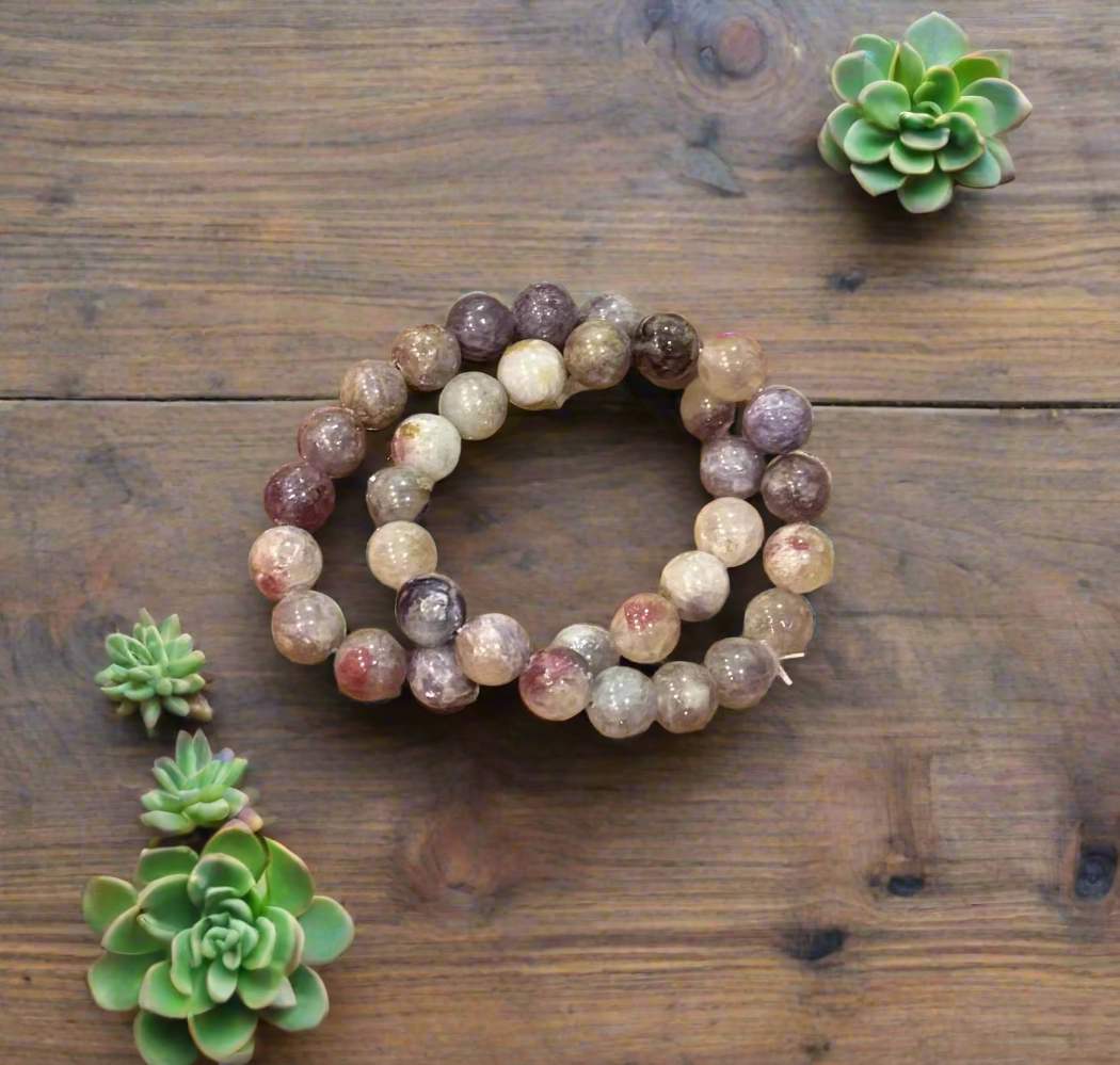 red tourmaline (rubellite) beaded bracelets
