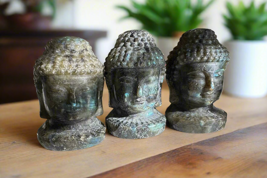 labradorite Buddha heads