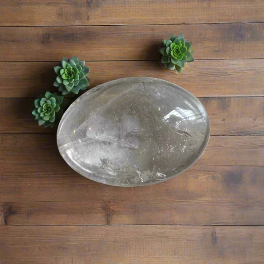 clear quartz palm stone