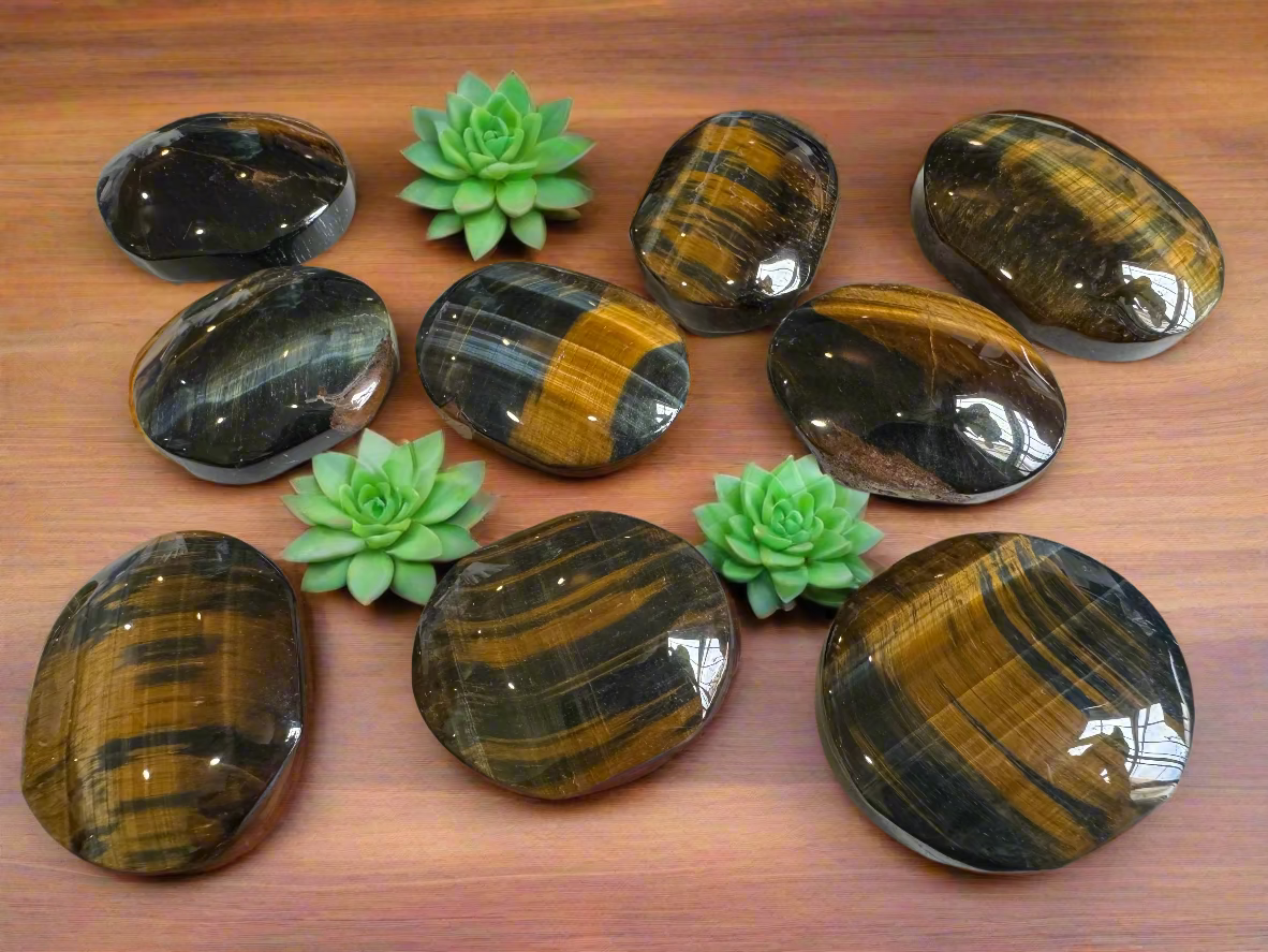 blue tiger's eye palm stones