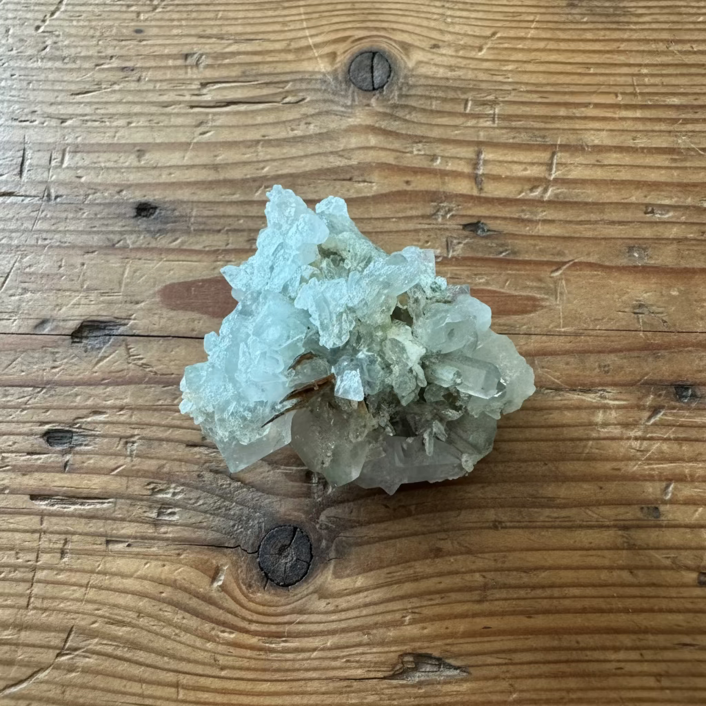 clear quartz clusters with chlorite and brookite inclusions