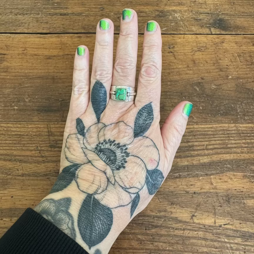 green copper turquoise ring in sterling silver (size 9.5)