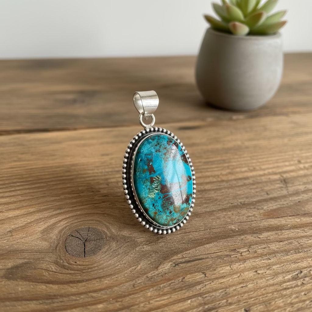chrysocolla pendant in sterling silver