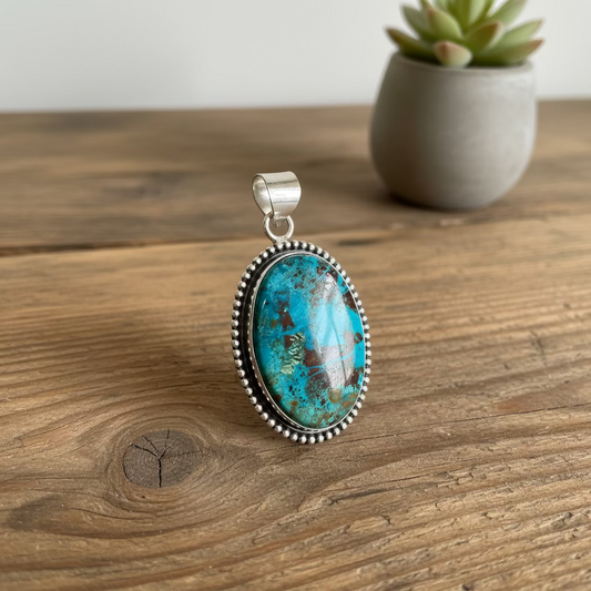 chrysocolla pendant in sterling silver