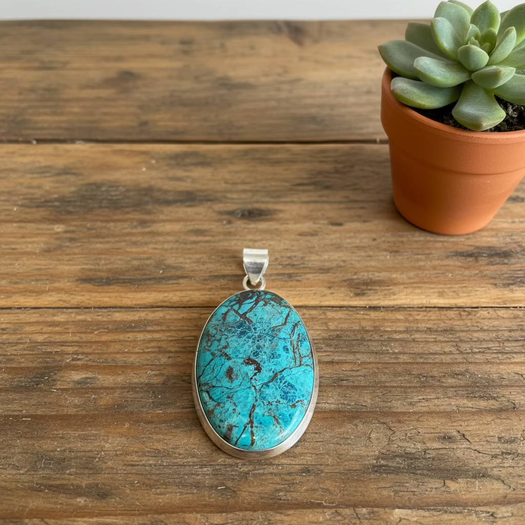 large shattuckite pendant in sterling silver