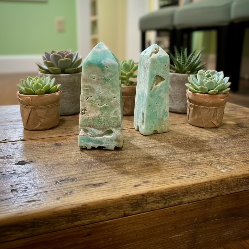 blue aragonite towers