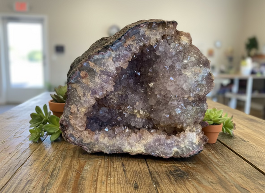 pink amethyst geode pieces