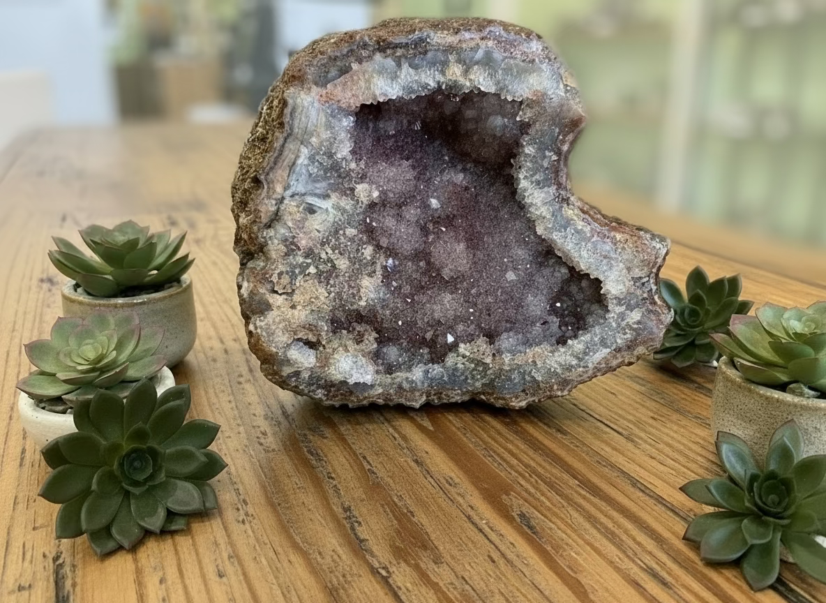 pink amethyst geode pieces