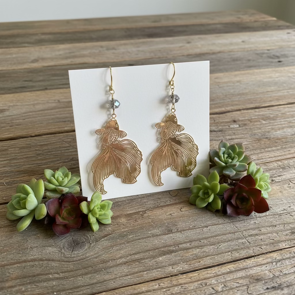 fancy goldfish earrings with Herkimer diamonds