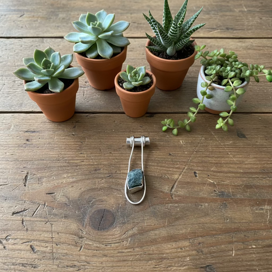 rough aquamarine pendant in sterling silver