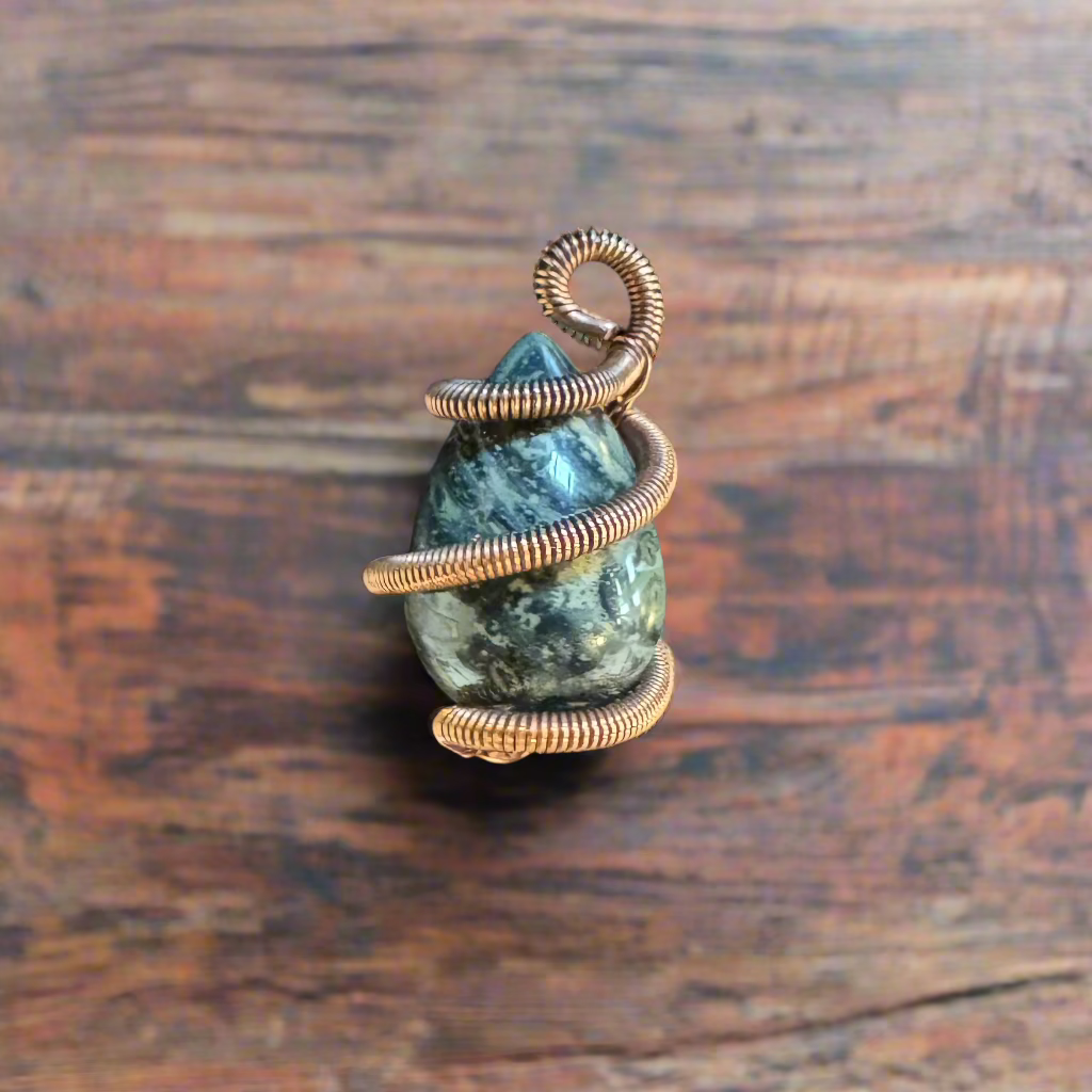 handmade copper-wrapped kambaba jasper pendant