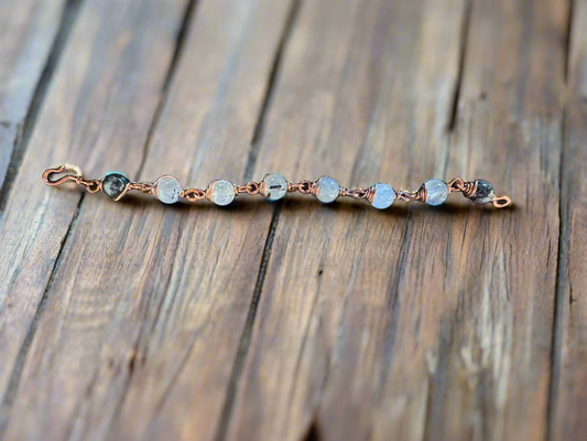 handmade tourmalated quartz and copper bracelet (8.5")