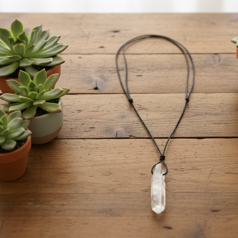 clear quartz point necklace