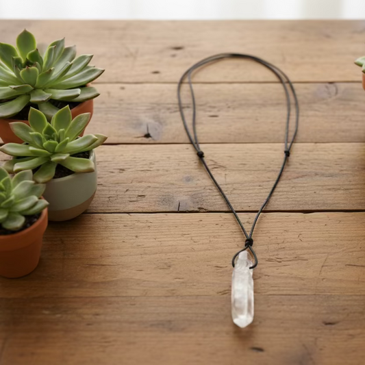 clear quartz point necklace