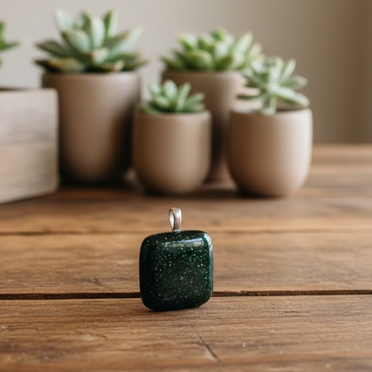 green glittery glass pendant