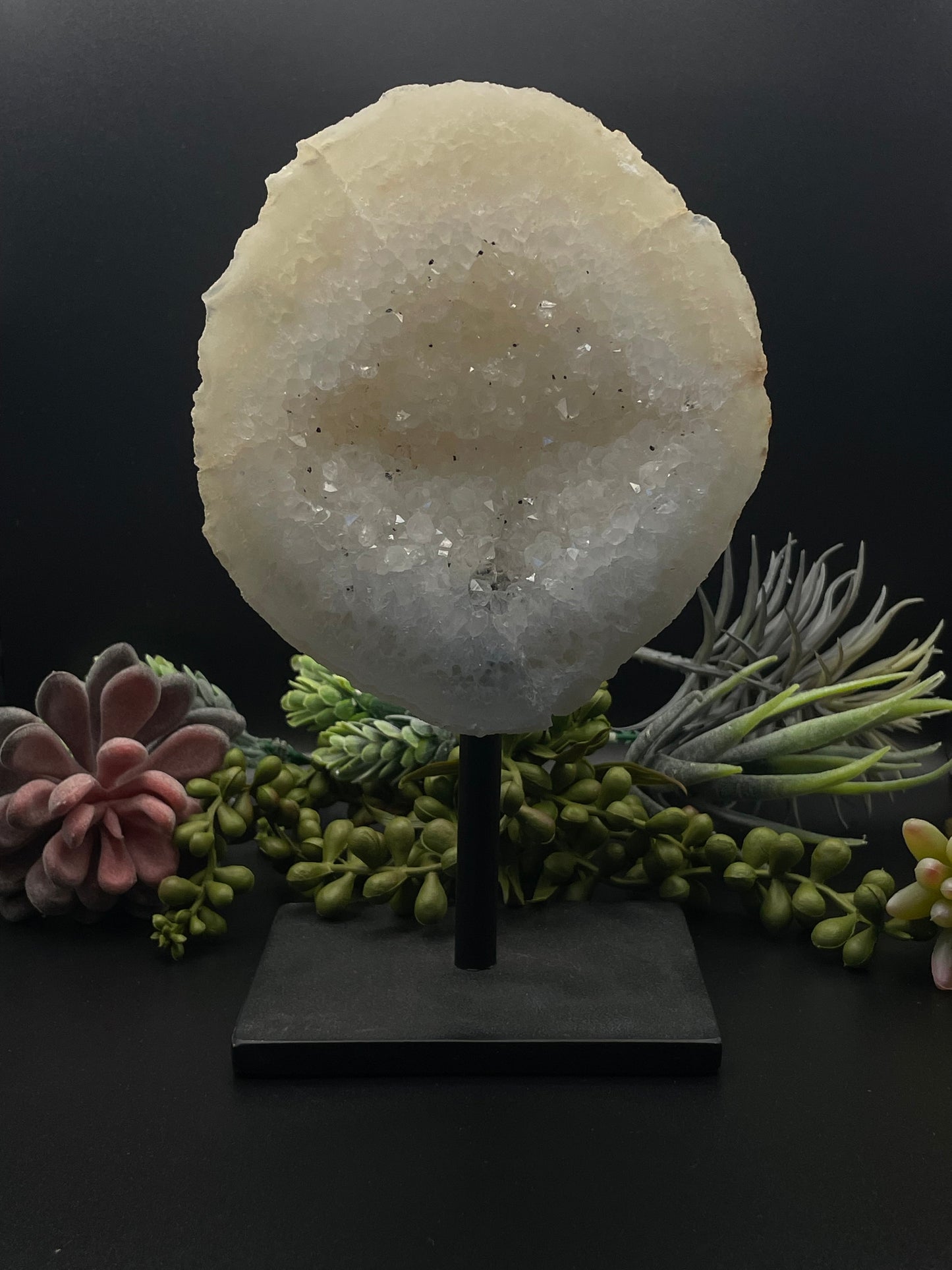 agate geode on metal stand