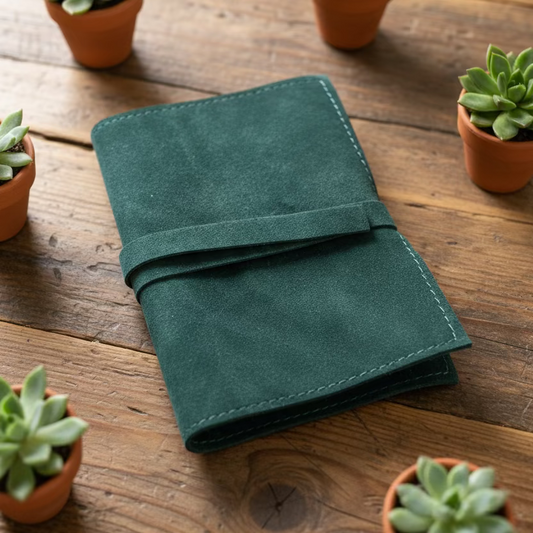 teal suede card deck case