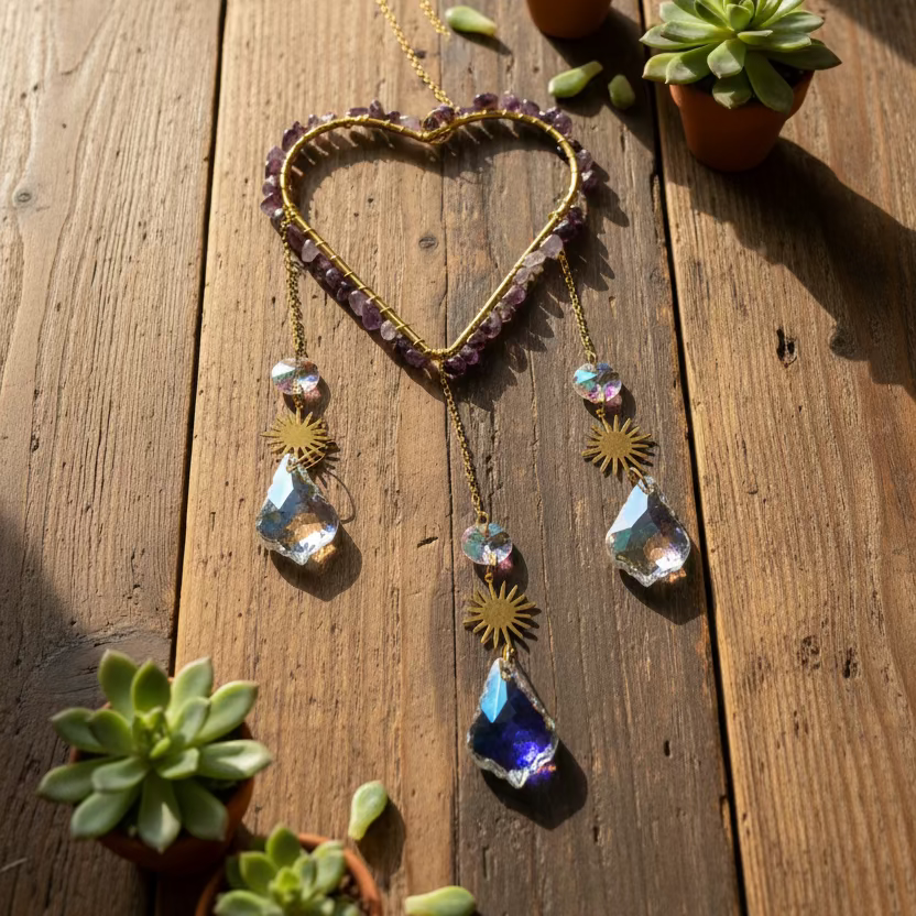 amethyst heart sun catcher