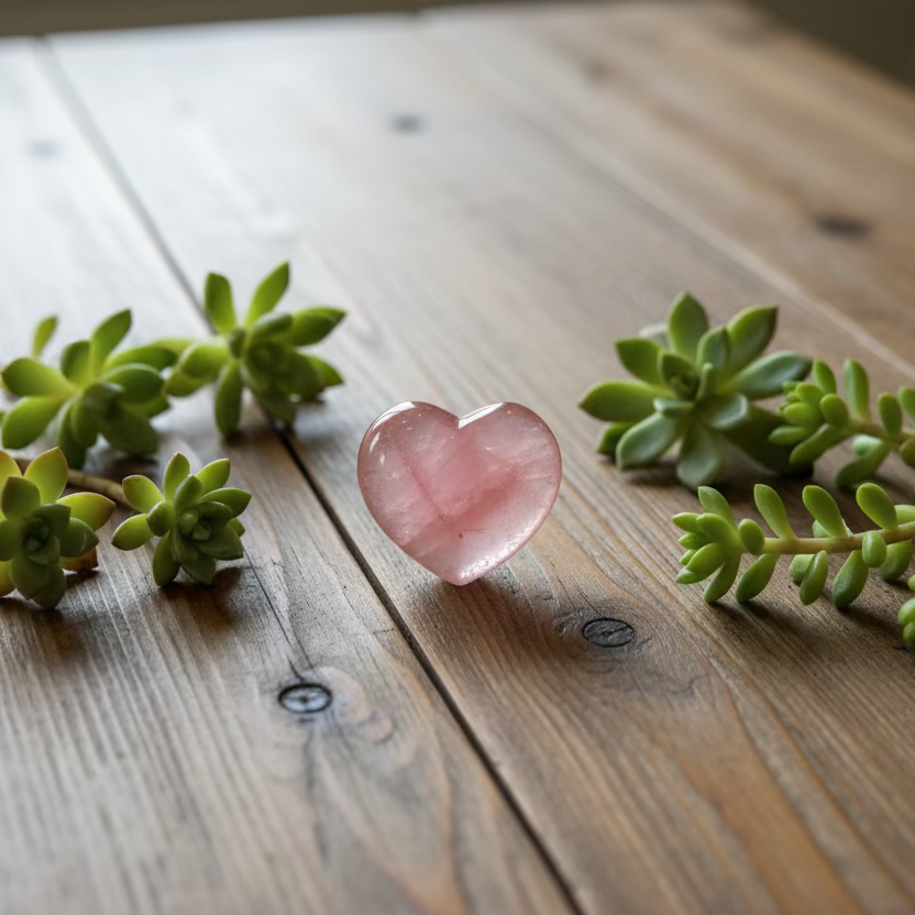 cherry quartz heart