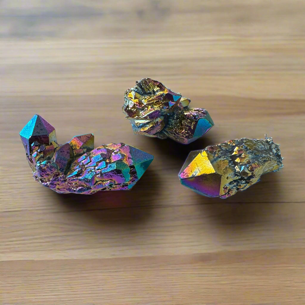 candle quartz (regular and rainbow-aura)