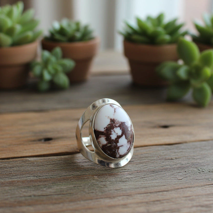 Wild Horse magnesite ring in sterling silver