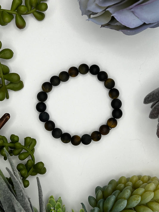 matte hawk’s eye beaded bracelet