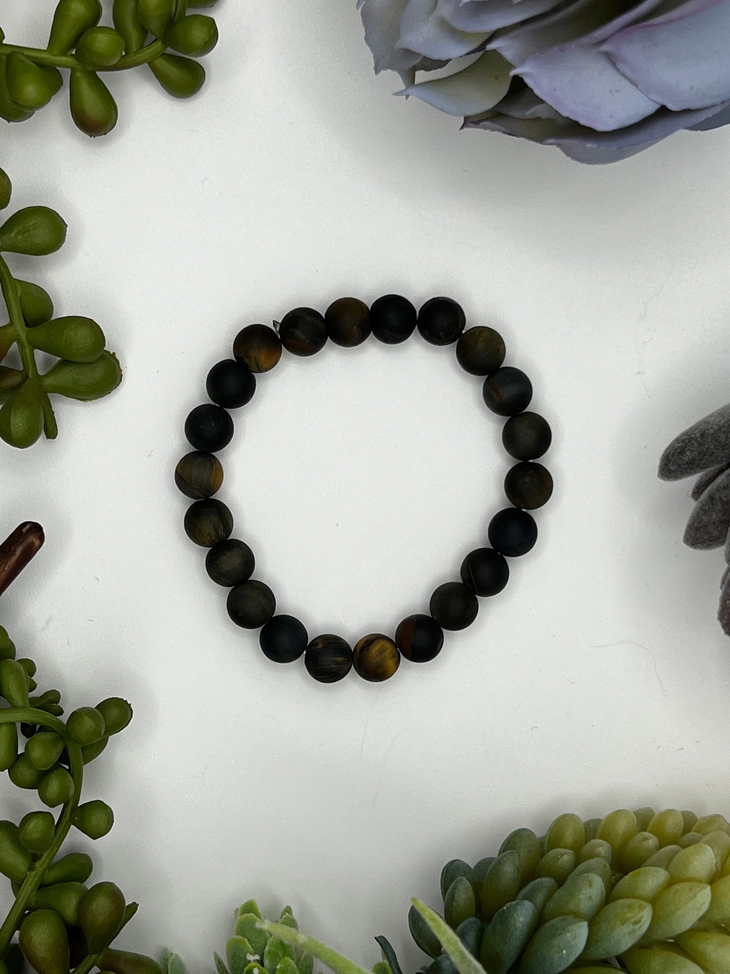 matte hawk’s eye beaded bracelet