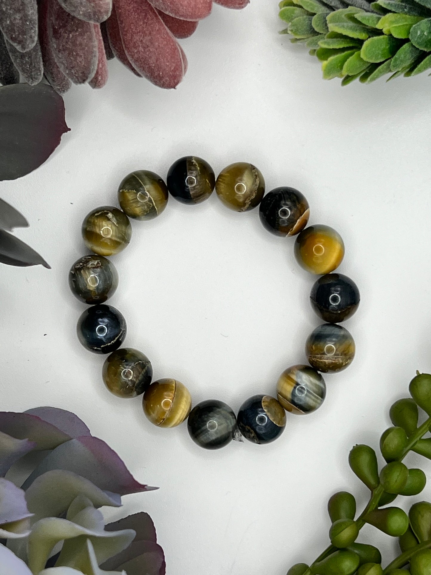 blue tiger’s eye beaded bracelet