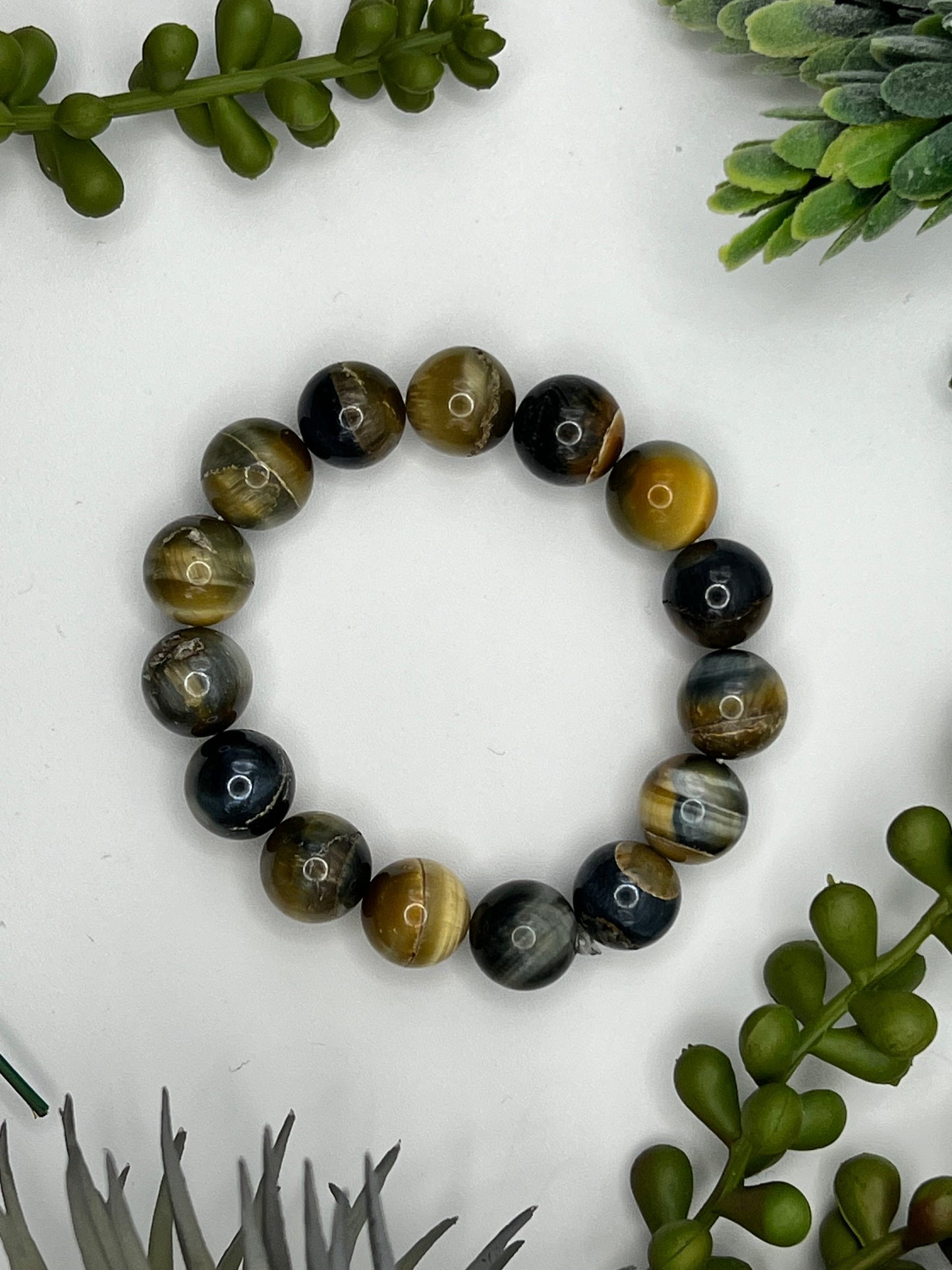 blue tiger’s eye beaded bracelet