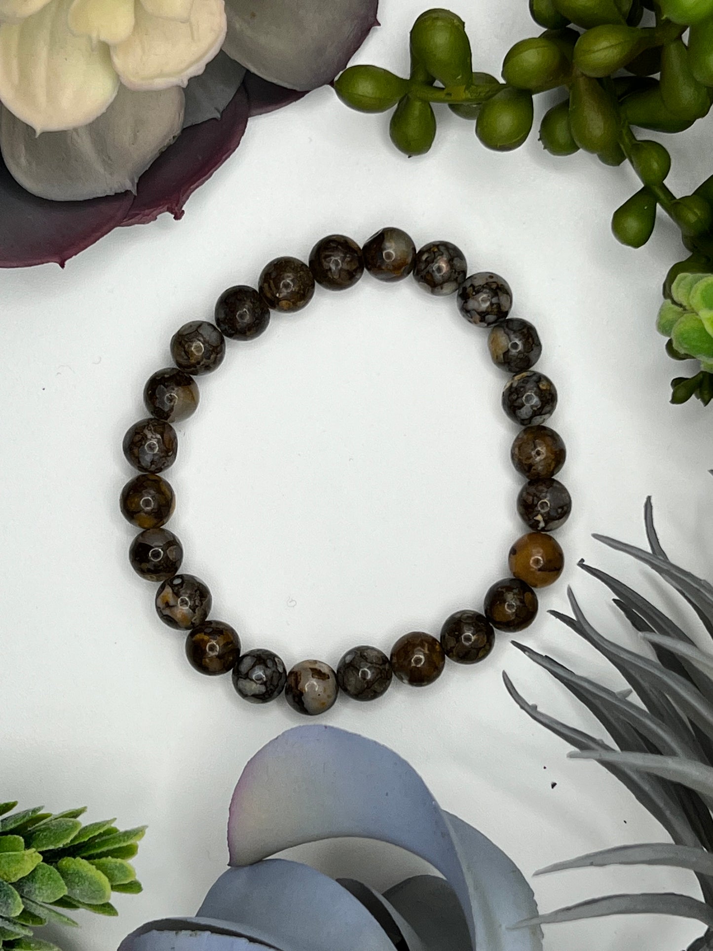 boulder opal beaded bracelet (8mm beads)