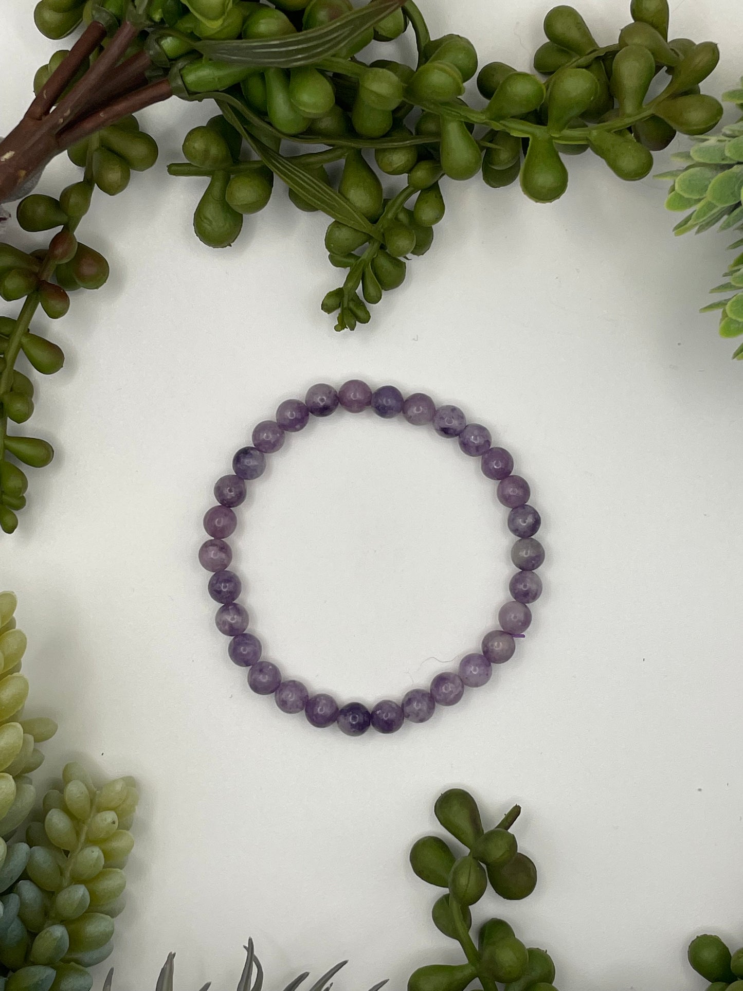 lepidolite beaded bracelet