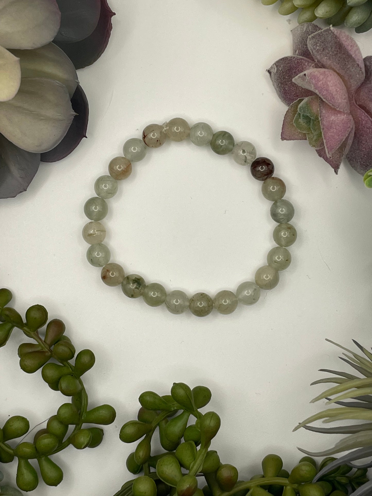 lodolite (garden quartz) beaded bracelet (8mm beads)