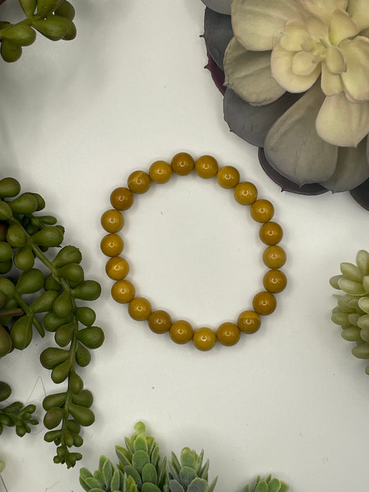 yellow mookaite jasper beaded bracelet