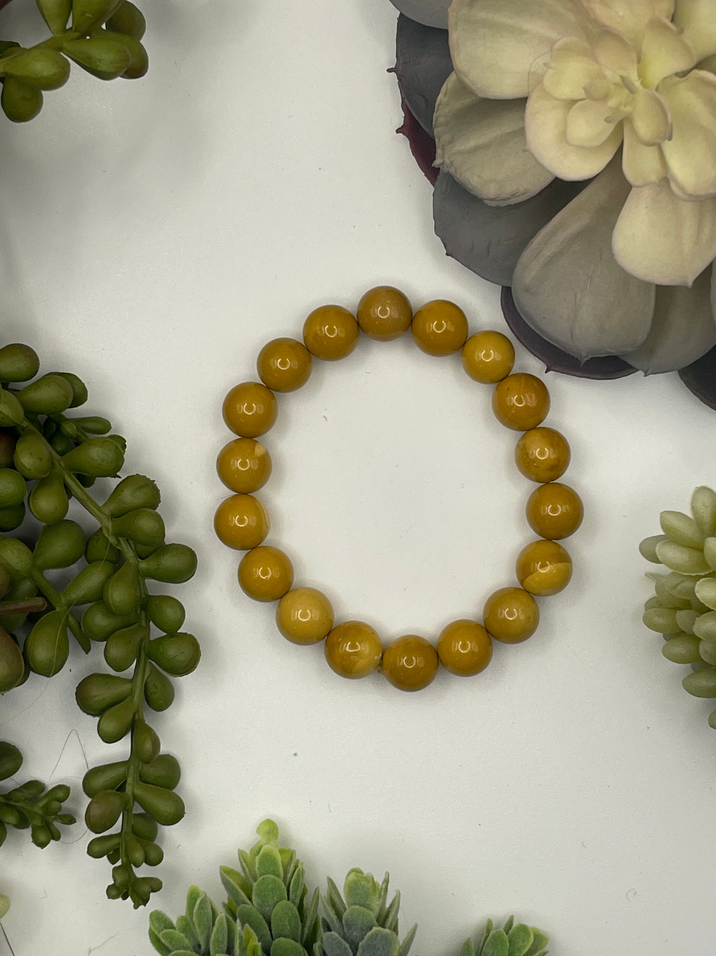 yellow mookaite jasper beaded bracelet