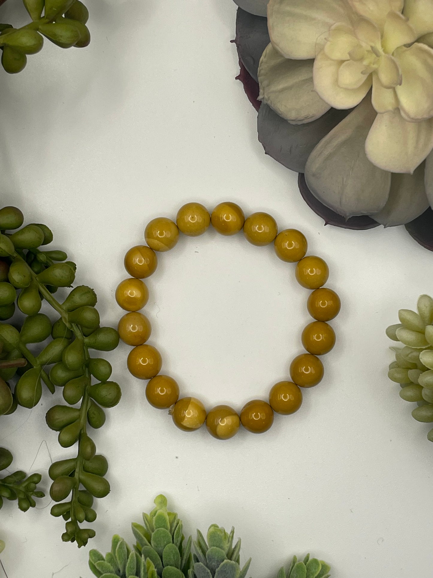 yellow mookaite jasper beaded bracelet