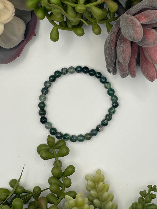 moss agate beaded bracelet