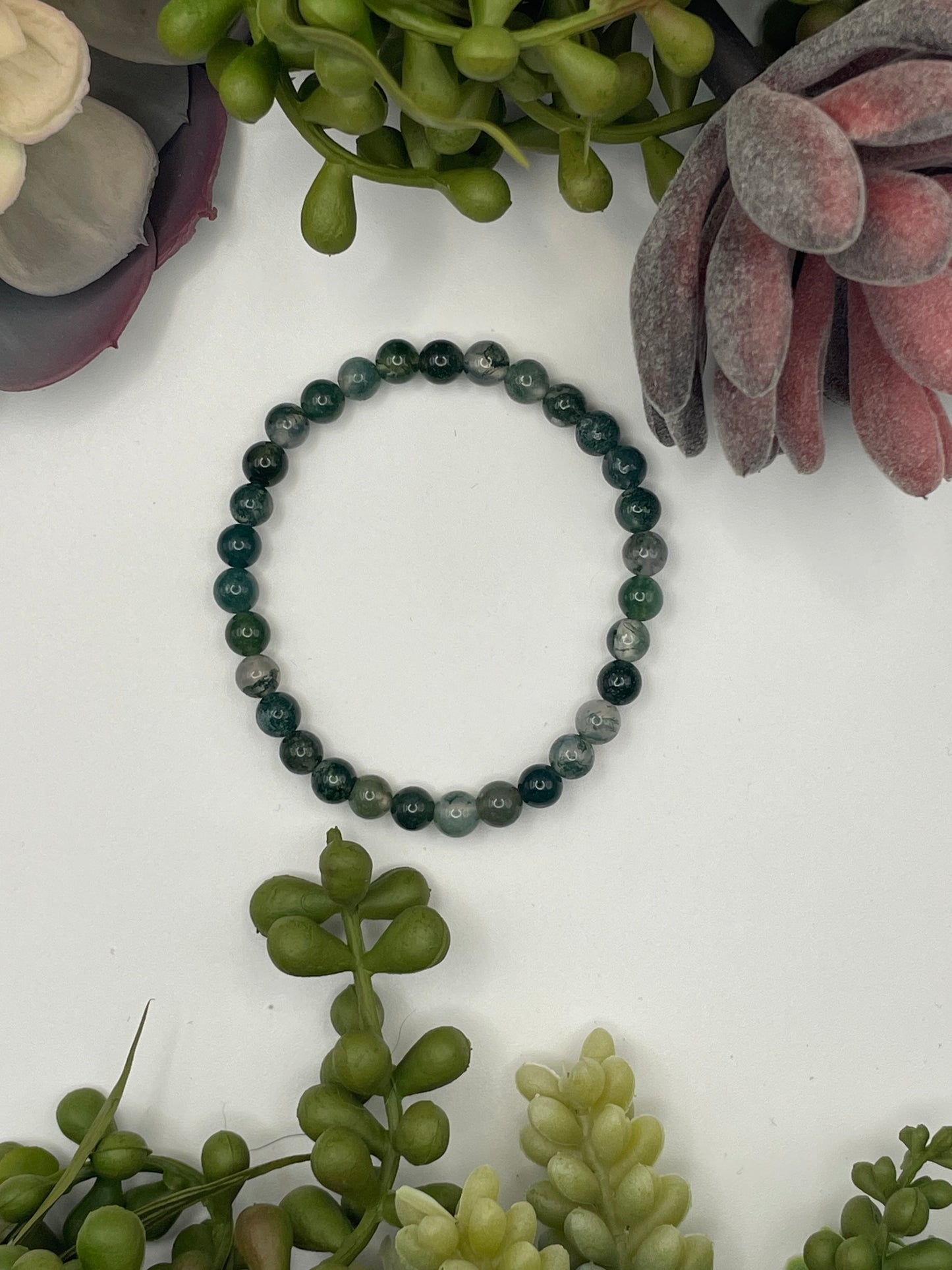 moss agate beaded bracelet