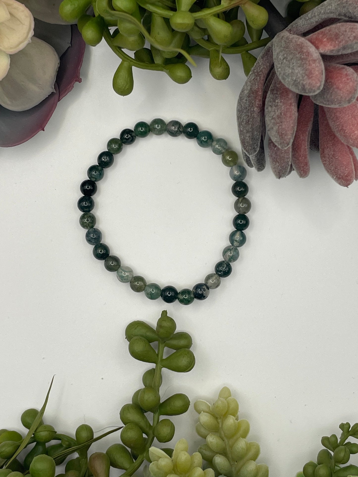 moss agate beaded bracelet