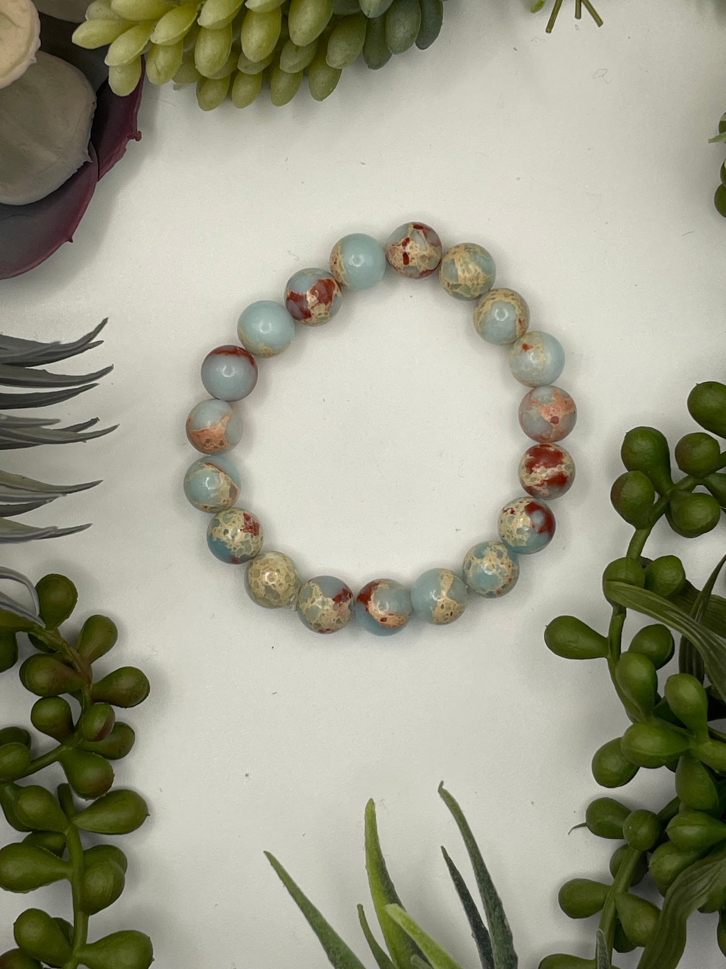 aqua ocean jasper beaded bracelet