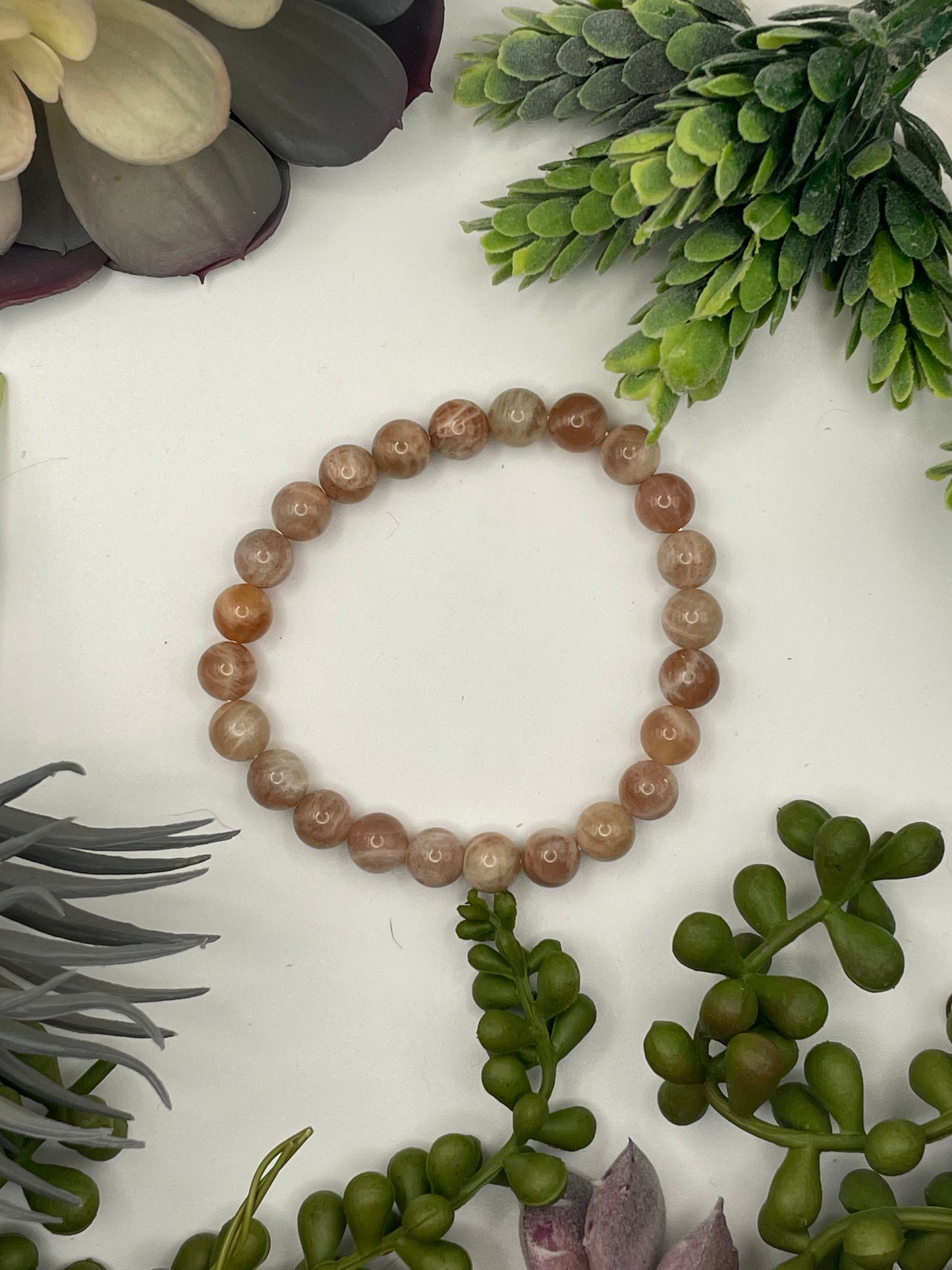 peach moonstone beaded bracelet