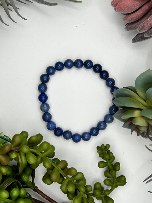 dumortierite beaded bracelet