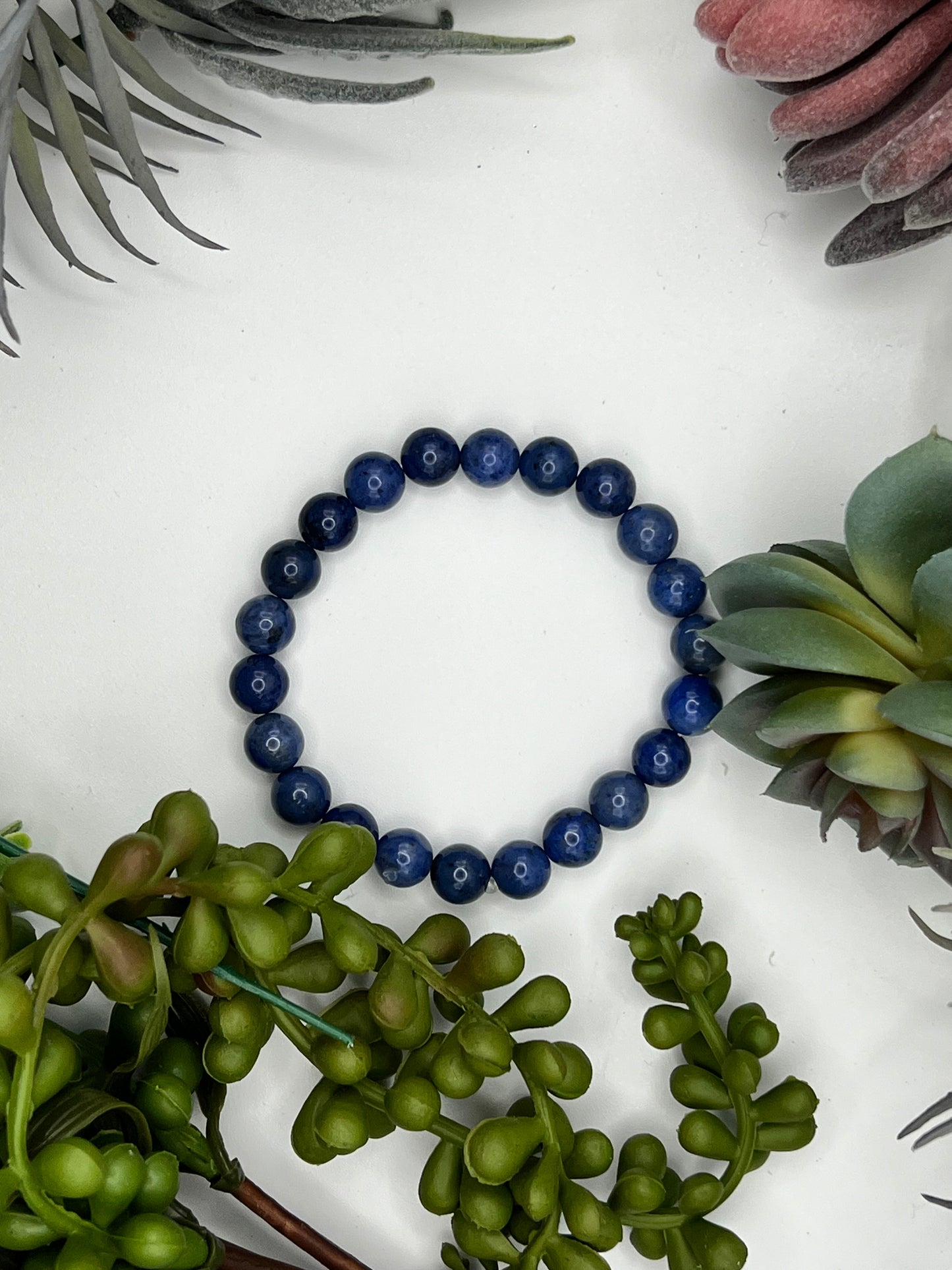 dumortierite beaded bracelet