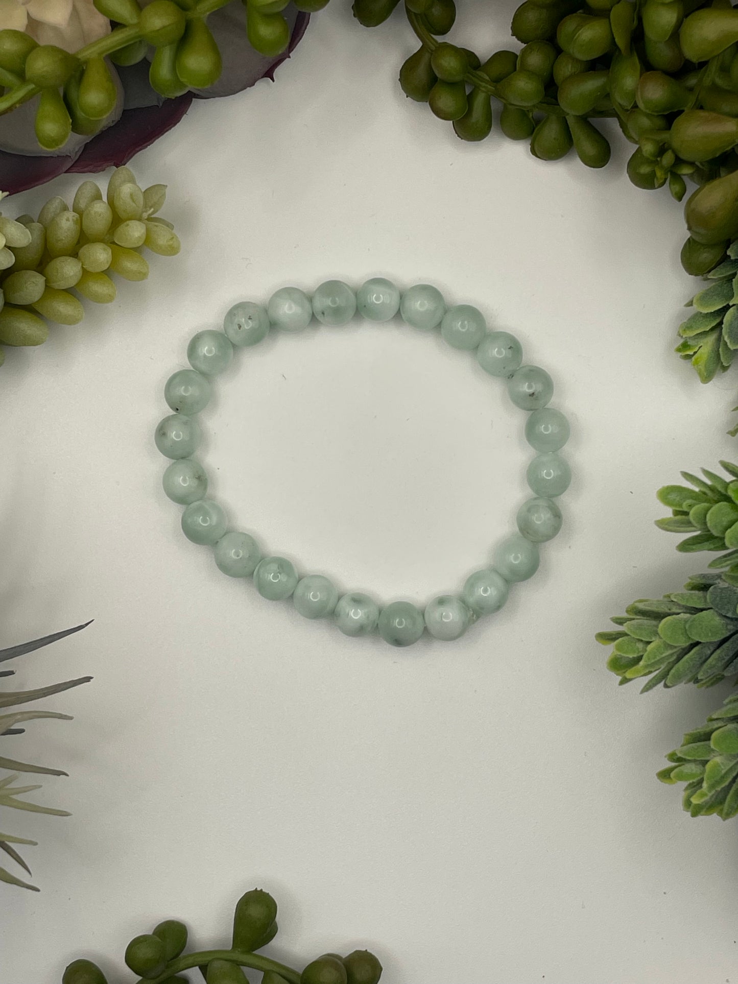 green pectolite beaded bracelet