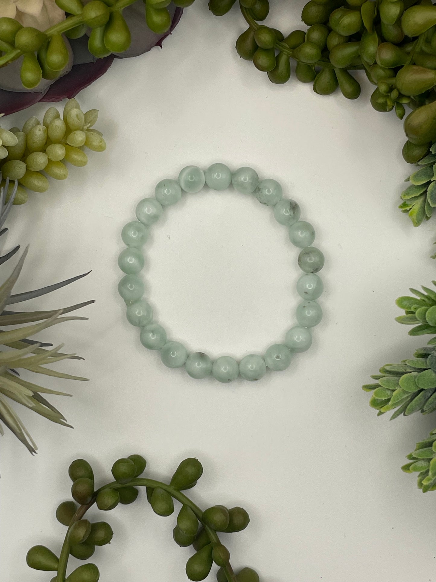 green pectolite beaded bracelet