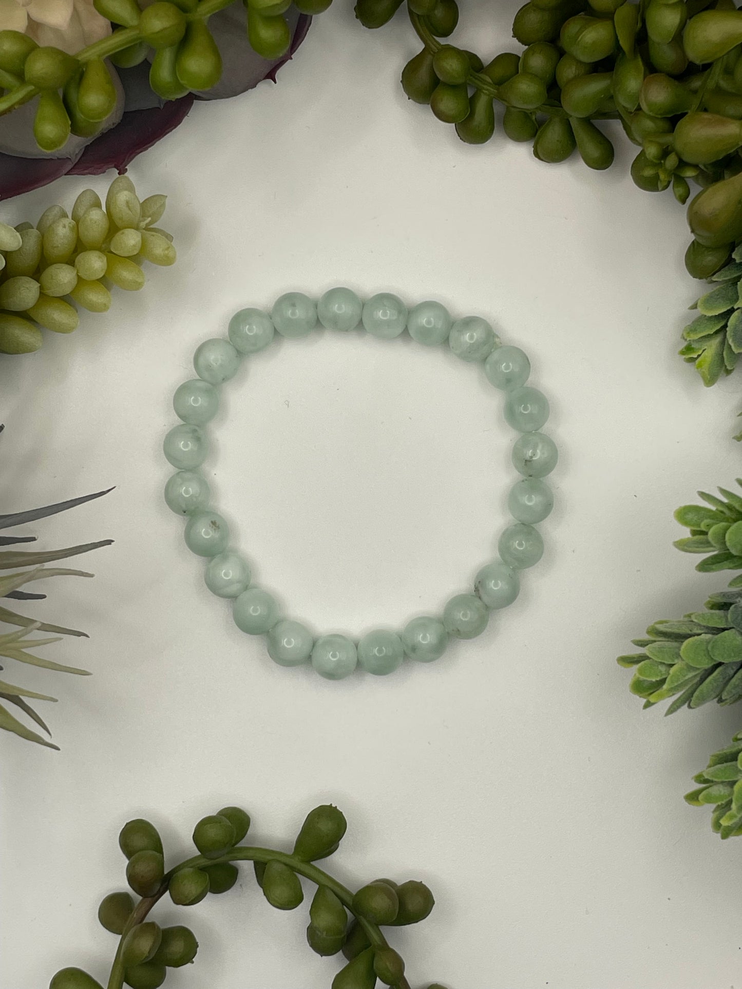 green pectolite beaded bracelet